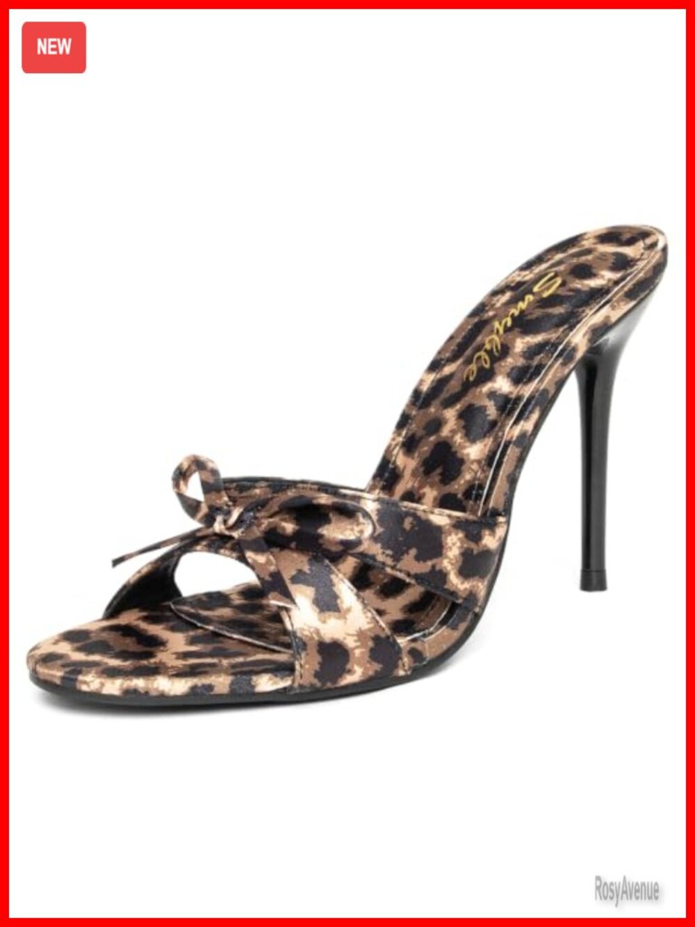 Smyble Leopard Print Stiletto Heeled Sandals Open Toe Mule Heels